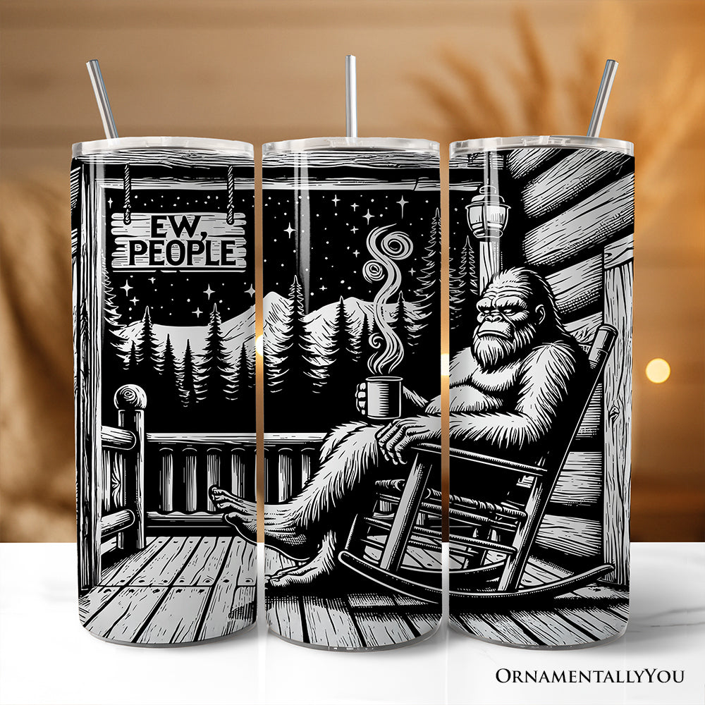 Bigfoot Cabin Life 20oz Personalized Tumbler With Lid and Stainless Steel Straw, Sarcastic Introvert Camping Gift Cup
